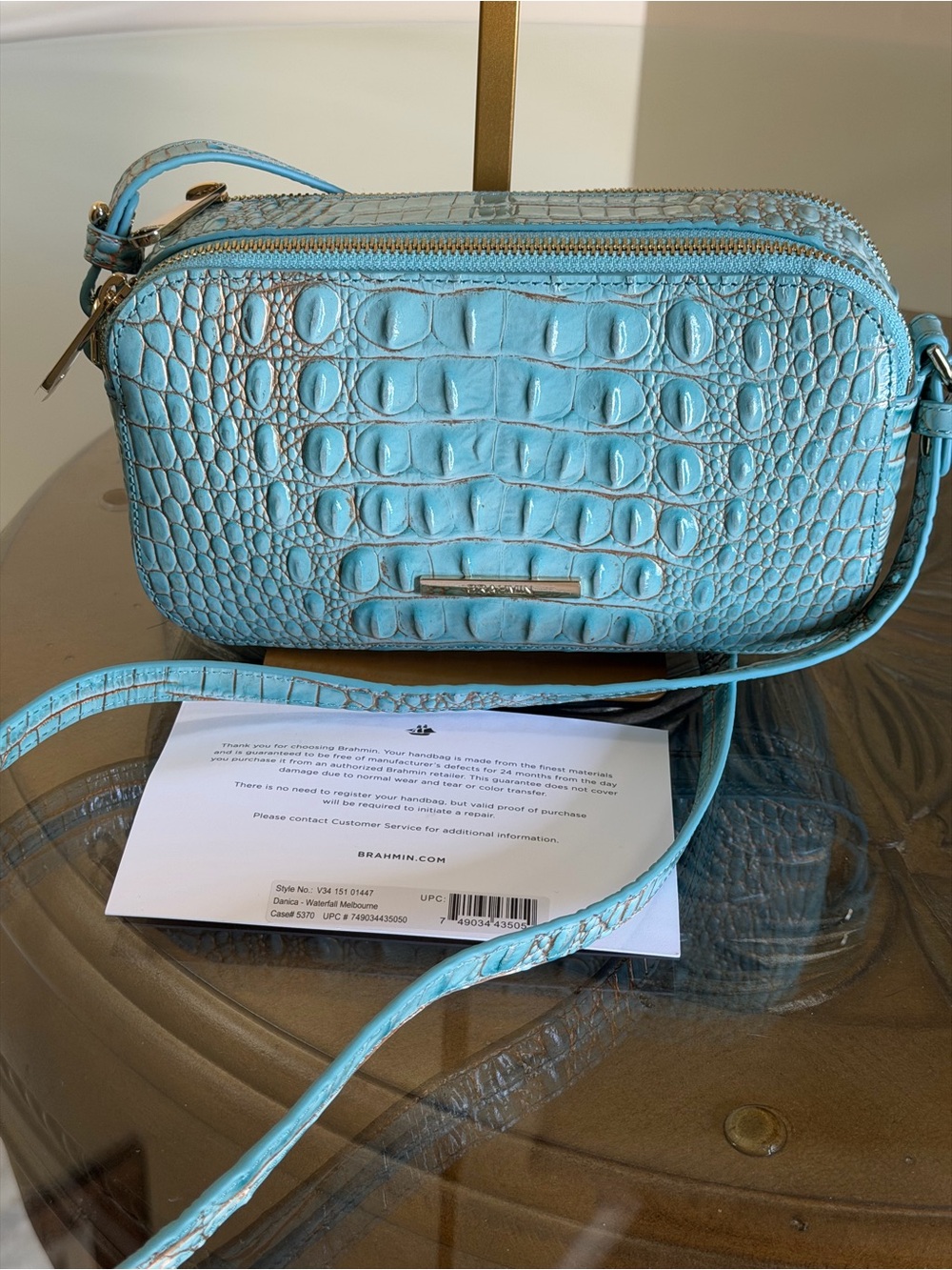 Brahmin Danica Waterfall Melbourne Croc-Embossed Crossbody